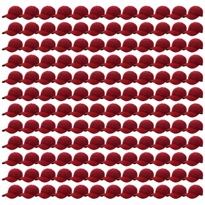 144-Pack Baseball Dad Cap Velcro Strap Adjustable Size - Burgundy