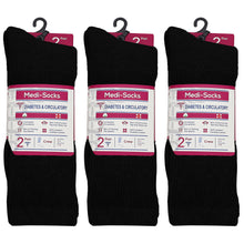 Load image into Gallery viewer, Falari Women Diabetic Socks Diabetes Edema and Circulatory Loose Fitting Cotton Crew Socks - 6 Pairs Black
